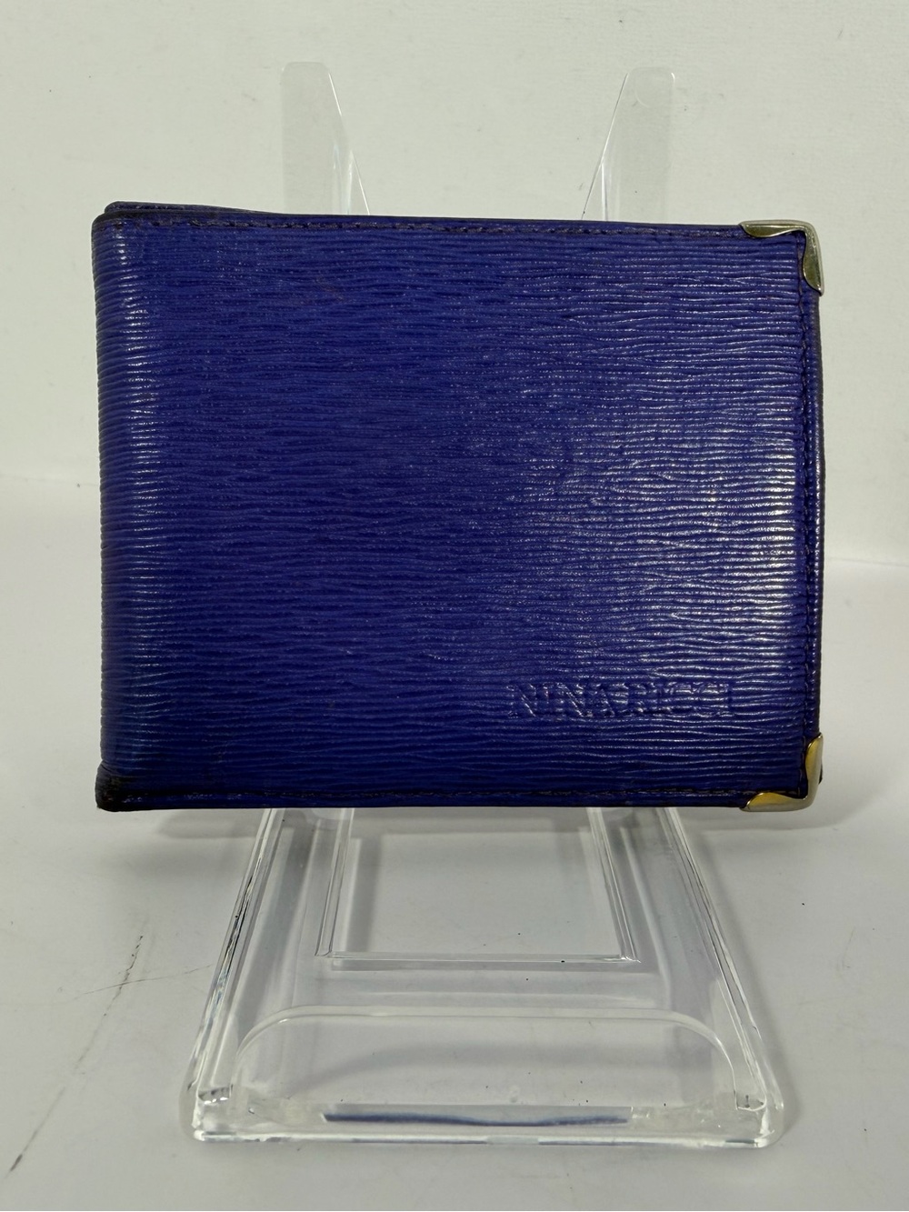2146: Nina Ricci Paris Vintage Purple Textured Leather Bifold Wallet
